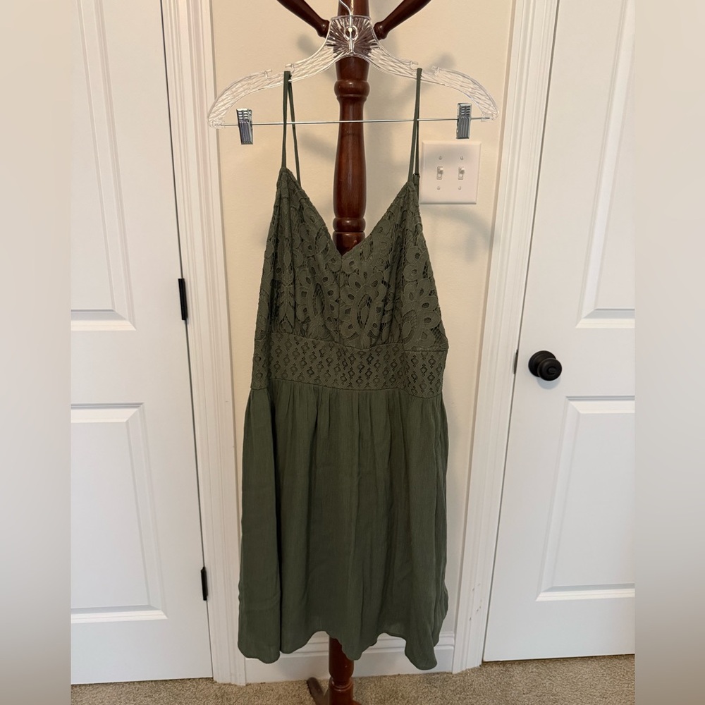 Maurices Forest Green Smocked Bodice Dress